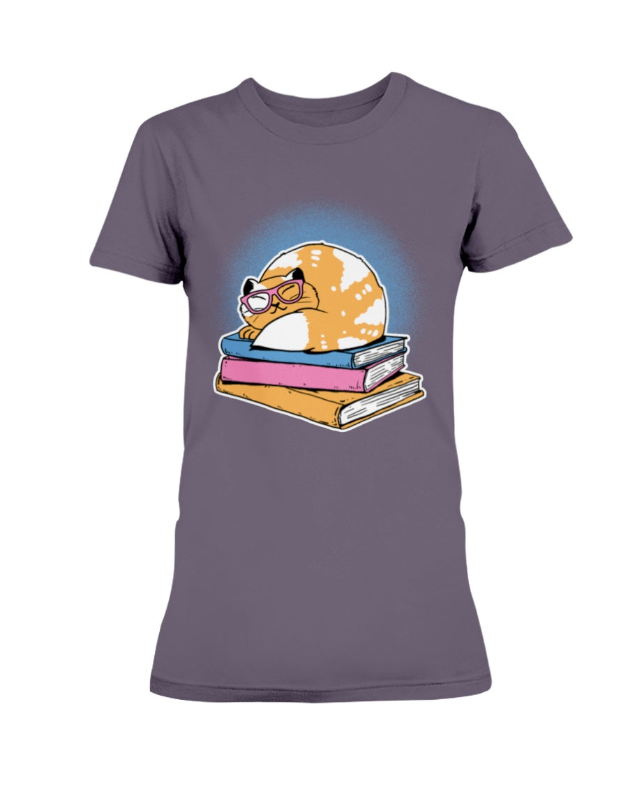 Gildan Ladies Missy T-Shirt Cat and Books