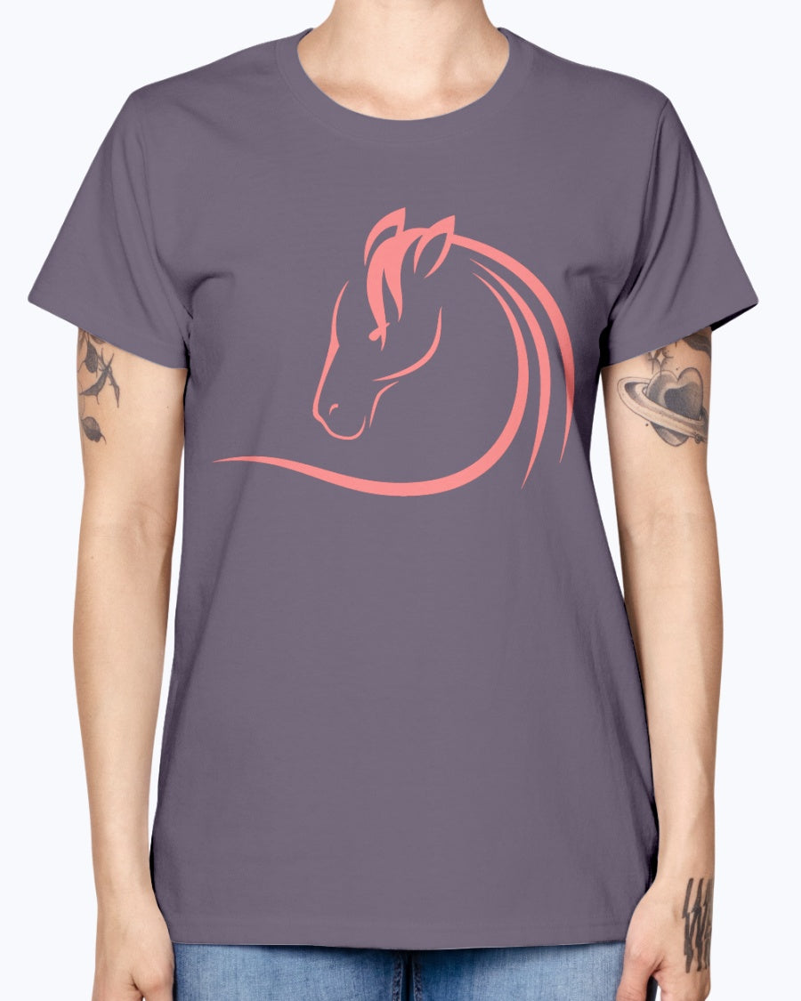 Gildan Ladies Missy T-Shirt . Horse head