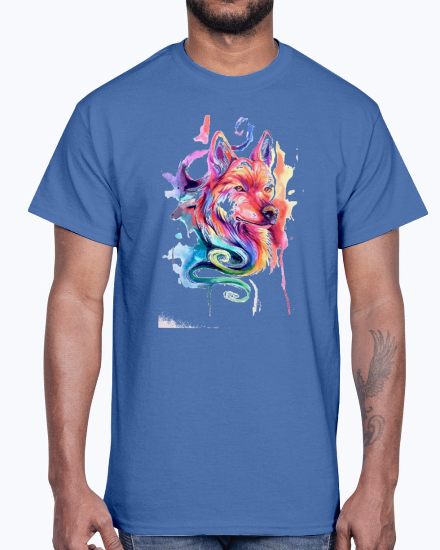 Men's Gildan Ultra Cotton T-Shirt 12 Dark colors I Am Wolf !