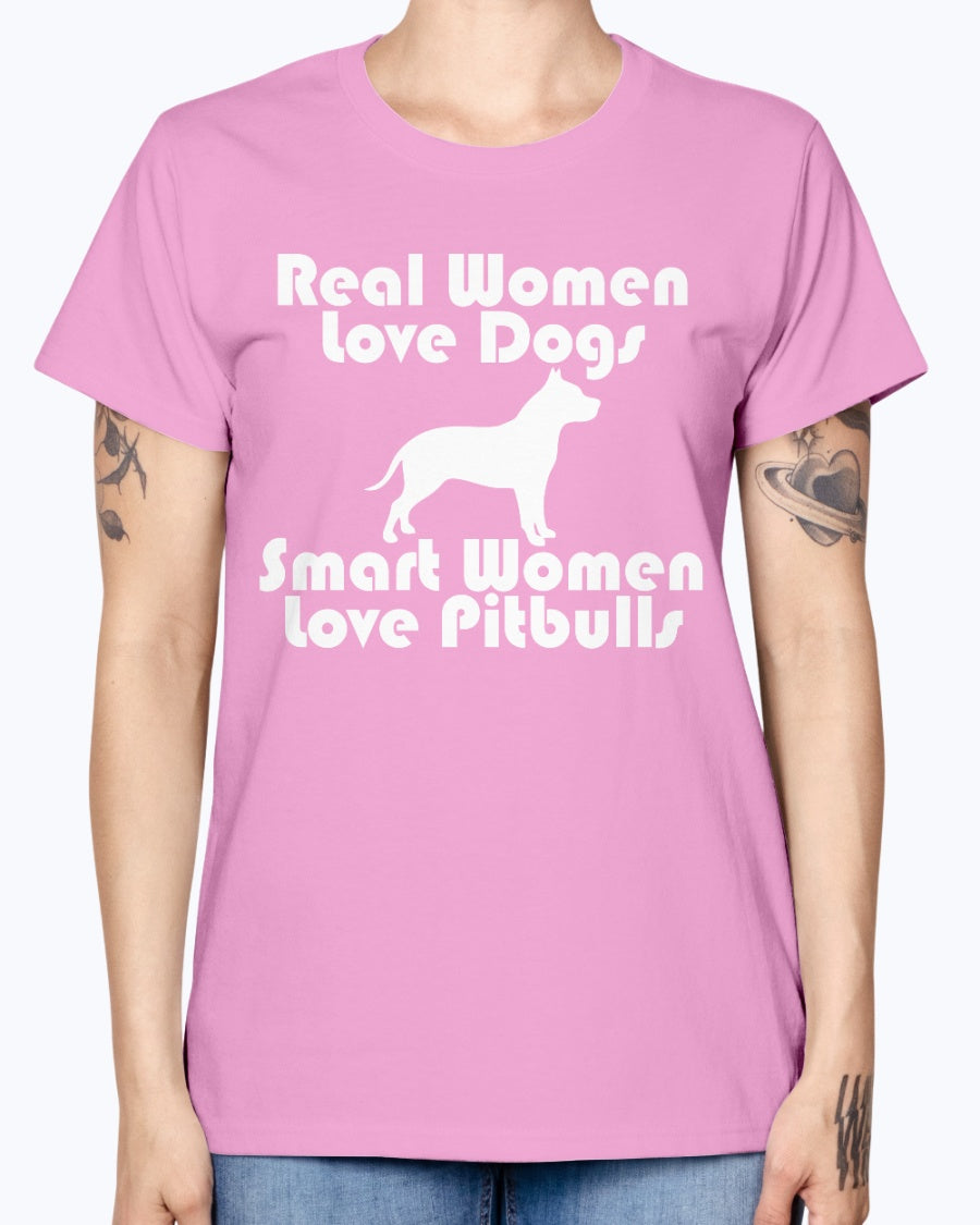 Gildan Ladies Missy T-Shirt Smart women love pitbulls copy