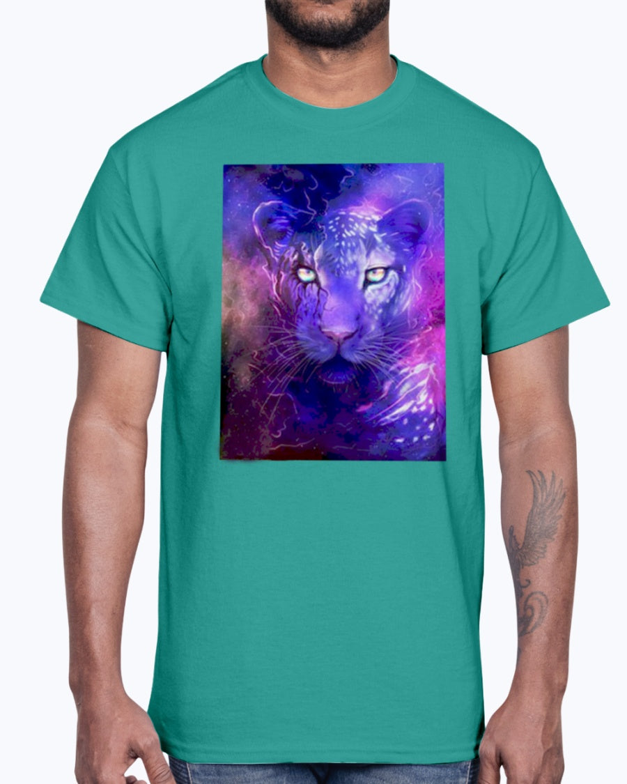 Men's Gildan Ultra Cotton T-Shirt 12 Dark colors Glowing leopard