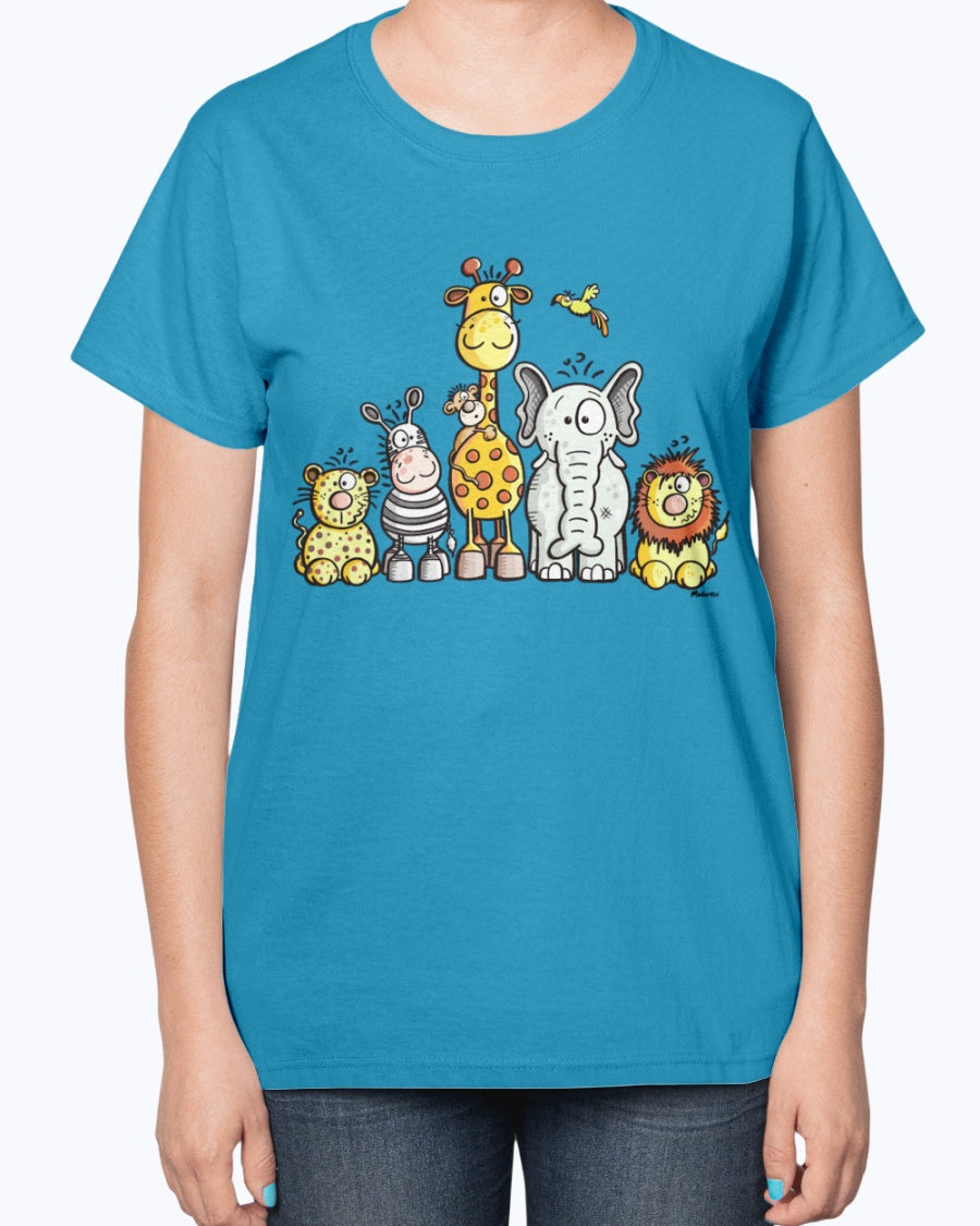 Gildan 2000L Ultra Cotton Ladies T-Shirt 14 colors Light Happy African Animal Team