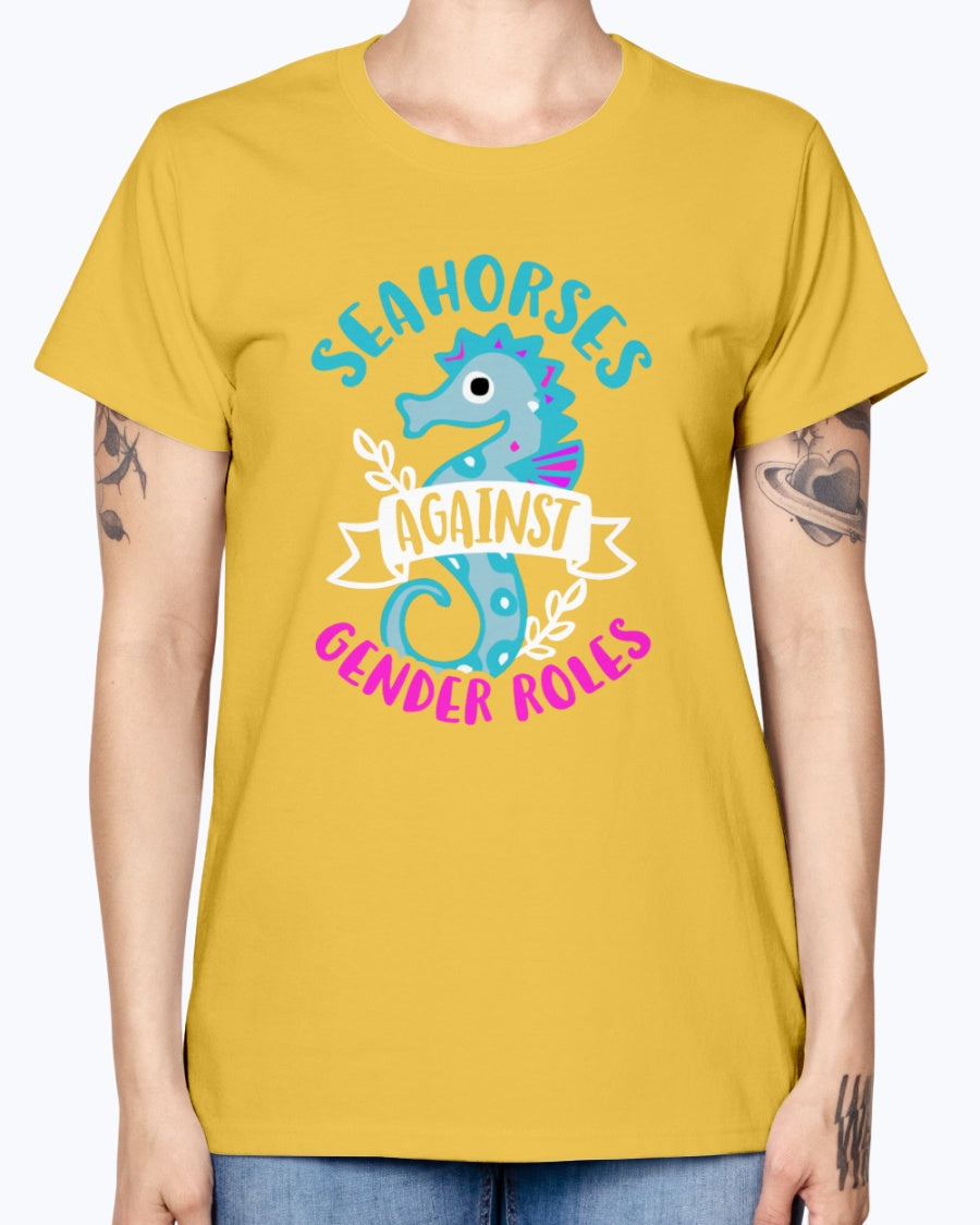 Gildan Ladies Missy T-Shirt. Seahorses against Gender Roles