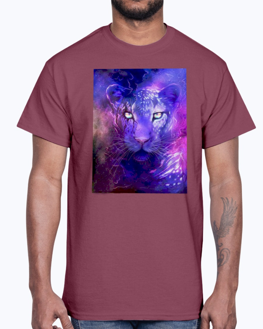 Men's Gildan Ultra Cotton T-Shirt 12 Dark colors Glowing leopard