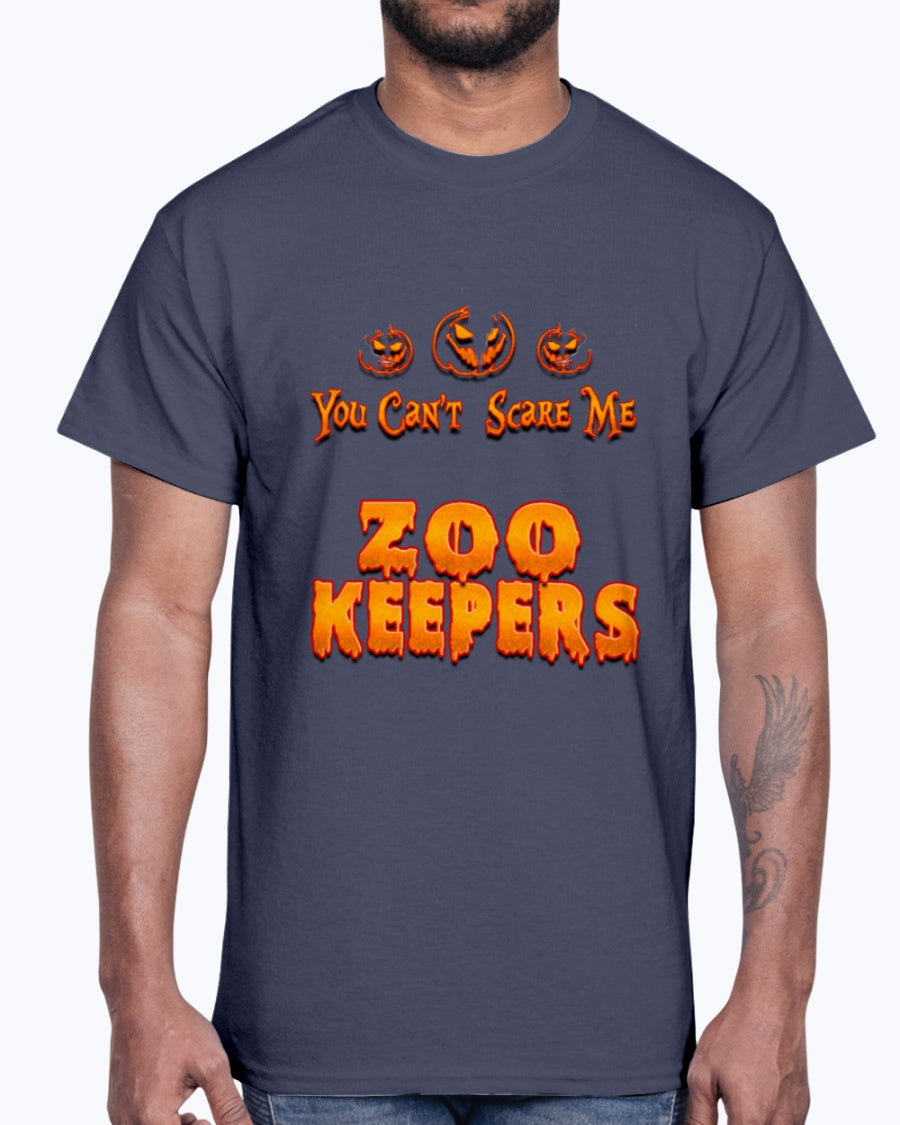 Men's Gildan Ultra Cotton T-Shirt .You Can't Scare Me I Am A Zoo Keepers Halloween