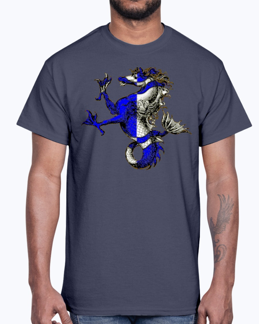 Men's Gildan Ultra Cotton T-Shirt .Atlantia heraldic seahorse