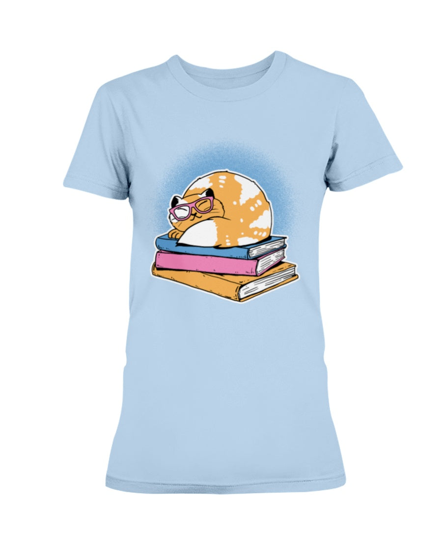 Gildan Ladies Missy T-Shirt Cat and Books