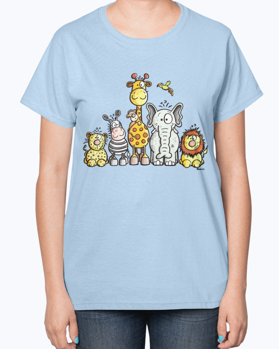 Gildan 2000L Ultra Cotton Ladies T-Shirt 14 colors Light Happy African Animal Team