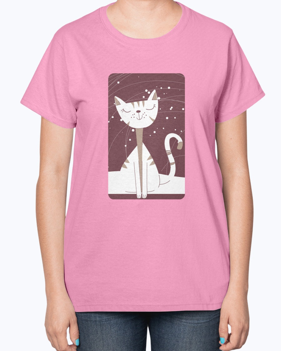 Gildan 2000L Ultra Cotton Ladies T-Shirt 14 colors Light Happy cat, design-2055