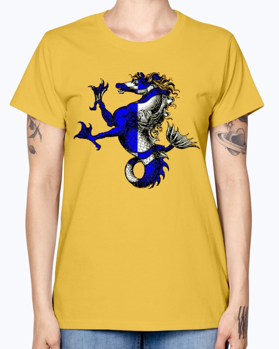 Gildan Ladies Missy T-Shirt Atlantia heraldic seahorse
