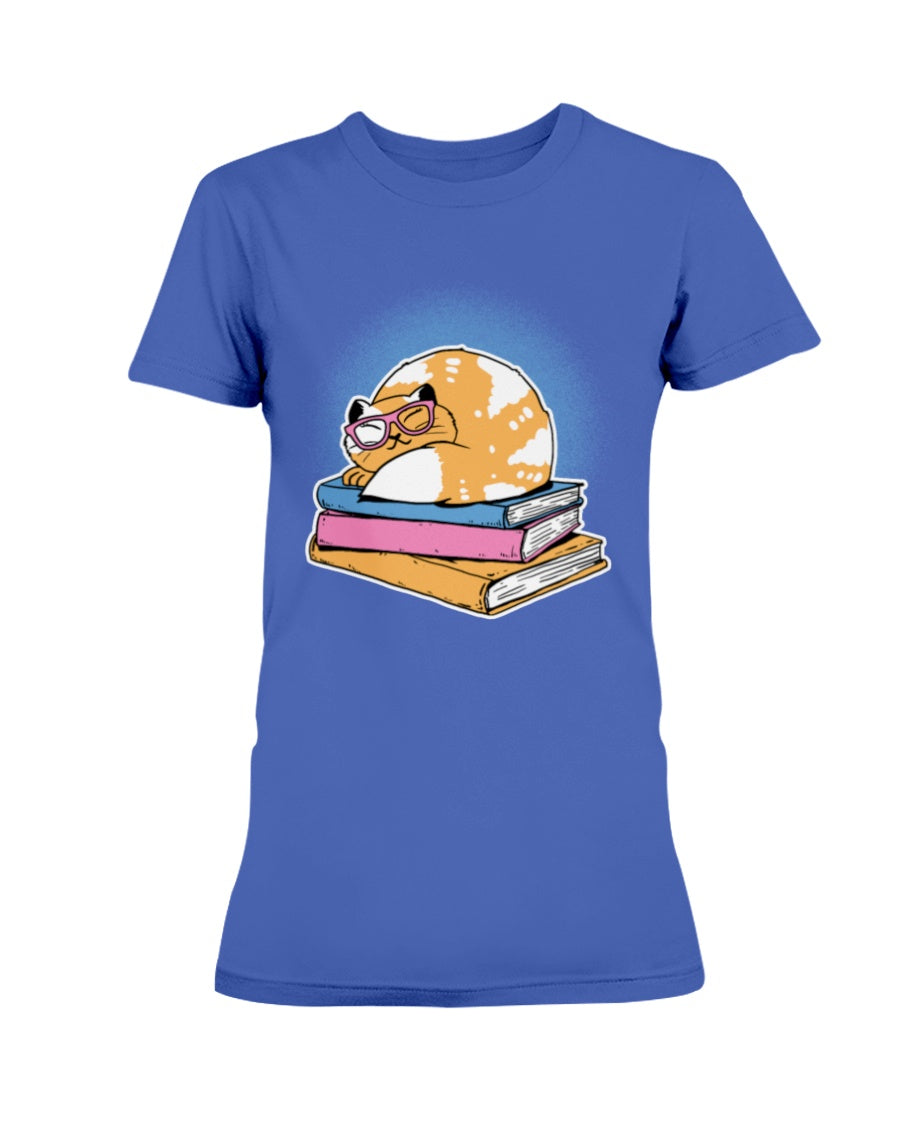 Gildan Ladies Missy T-Shirt Cat and Books