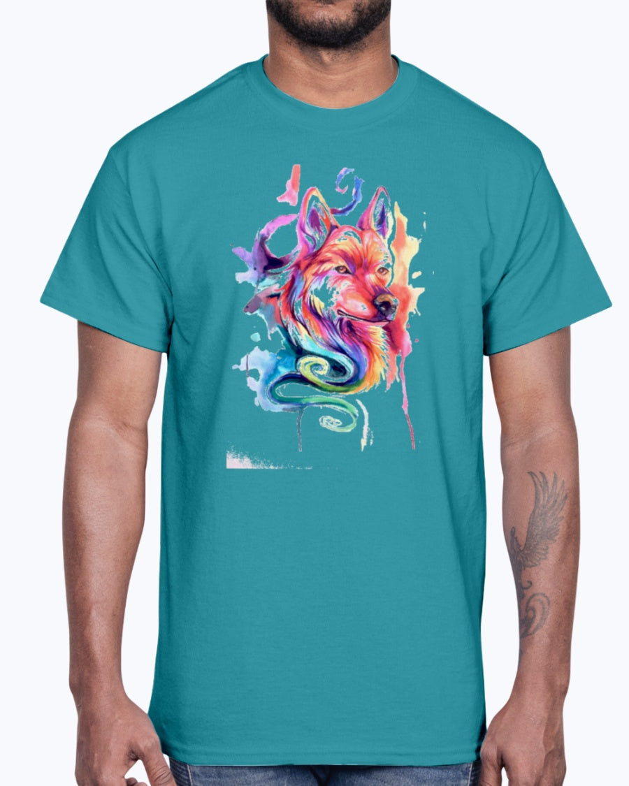 Men's Gildan Ultra Cotton T-Shirt 12 Dark colors I Am Wolf !