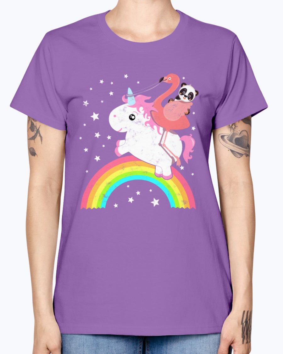 Gildan Ladies Missy T-Shirt Cute Funny Unicorn Flamingo Panda Rainbow
