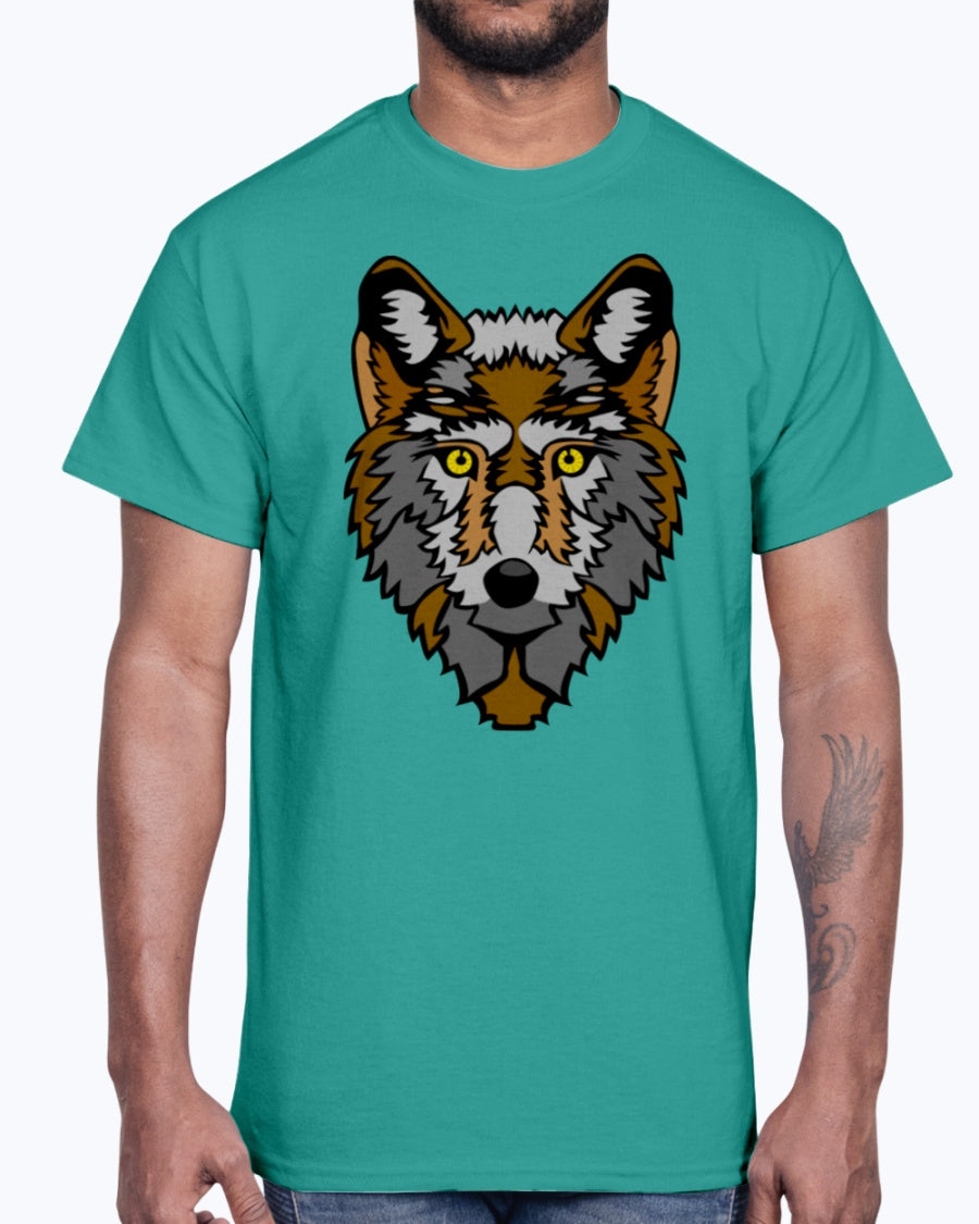 Men's Gildan Ultra Cotton T-Shirt 12 Dark colors Wolf wolfes wolves