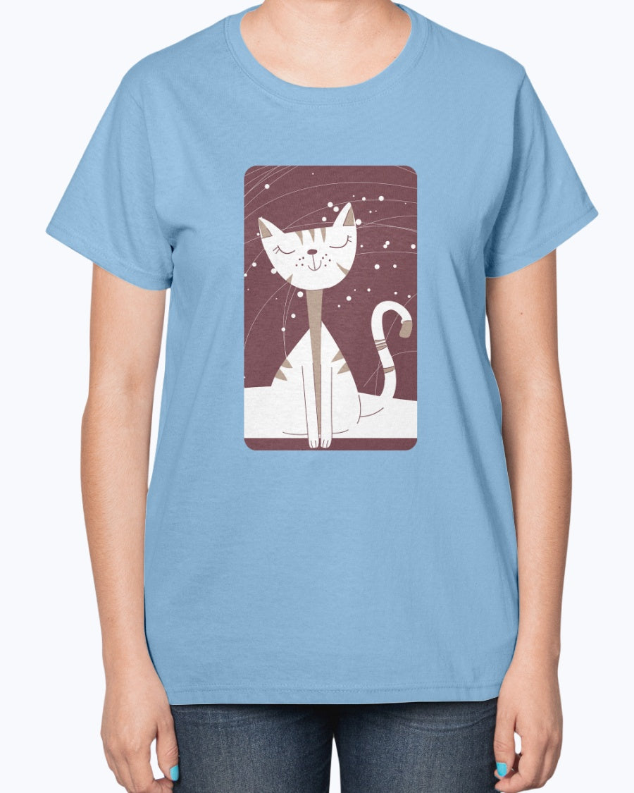 Gildan 2000L Ultra Cotton Ladies T-Shirt 14 colors Light Happy cat, design-2055