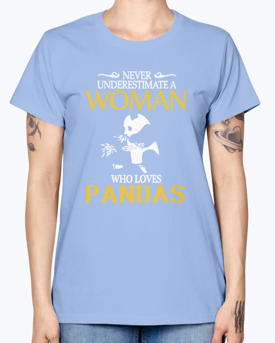 Gildan Ladies Missy T-Shirt . Women Pandas Shirt