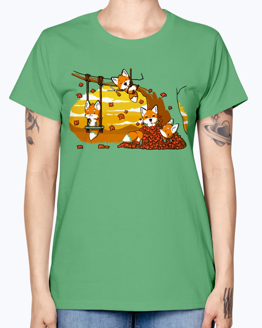 Gildan Ladies Missy T-Shirt 16 colors Fall Fox Fun