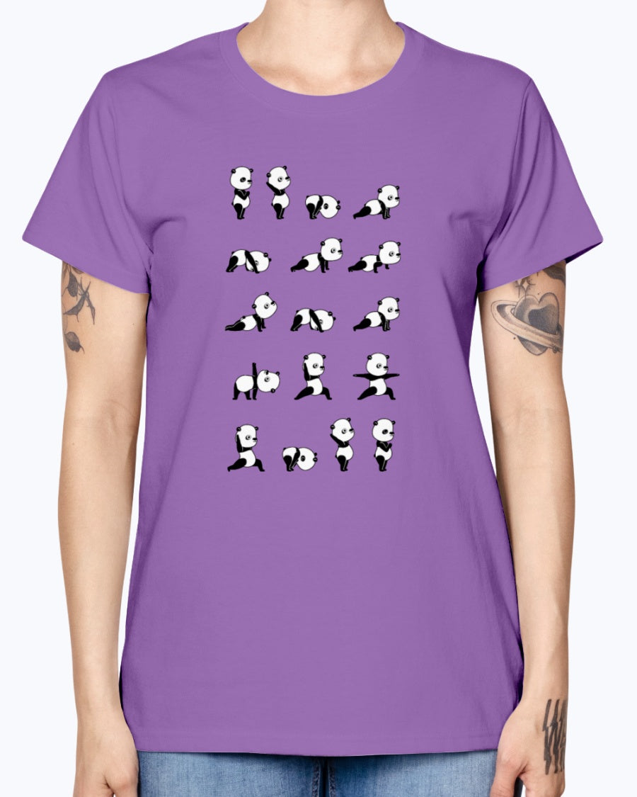 Gildan Ladies Missy T-Shirt . Yoga Panda