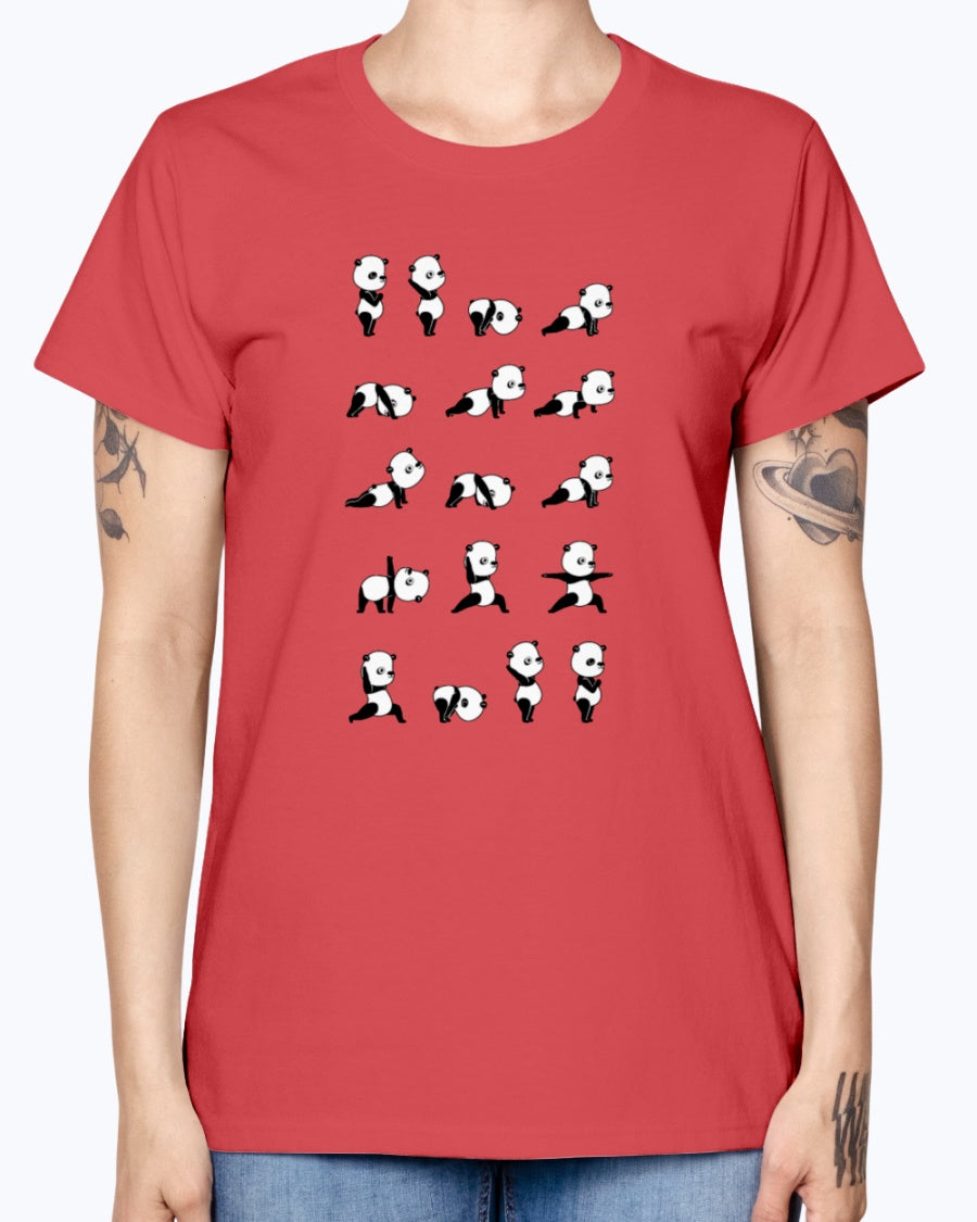 Gildan Ladies Missy T-Shirt . Yoga Panda