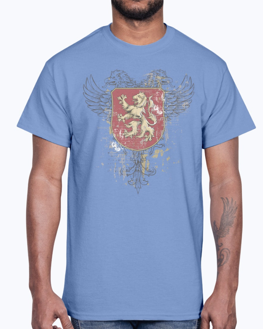 Men's Gildan Ultra Cotton T-Shirt 11 Light coloros. Coat of arms with a lion, design-745