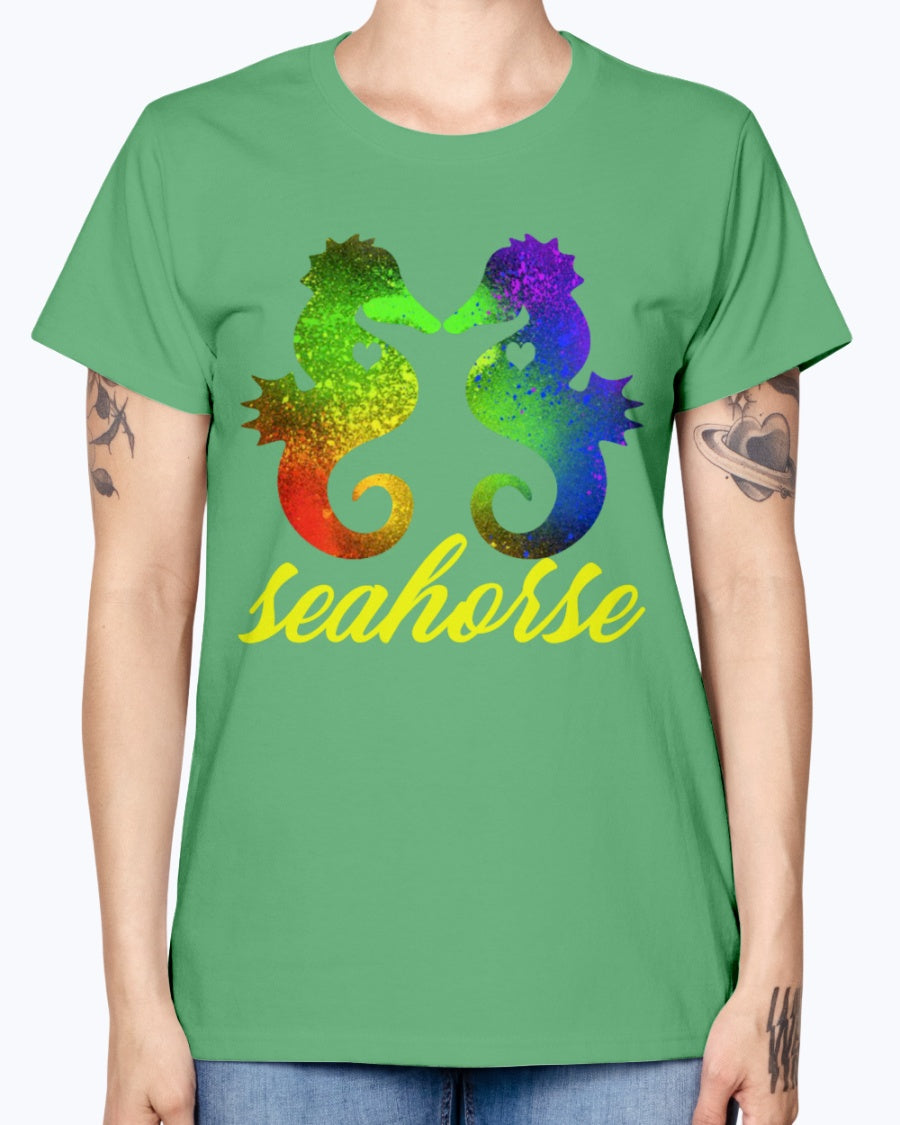 Gildan Ladies Missy T-Shirt Love Seahorse Shirt