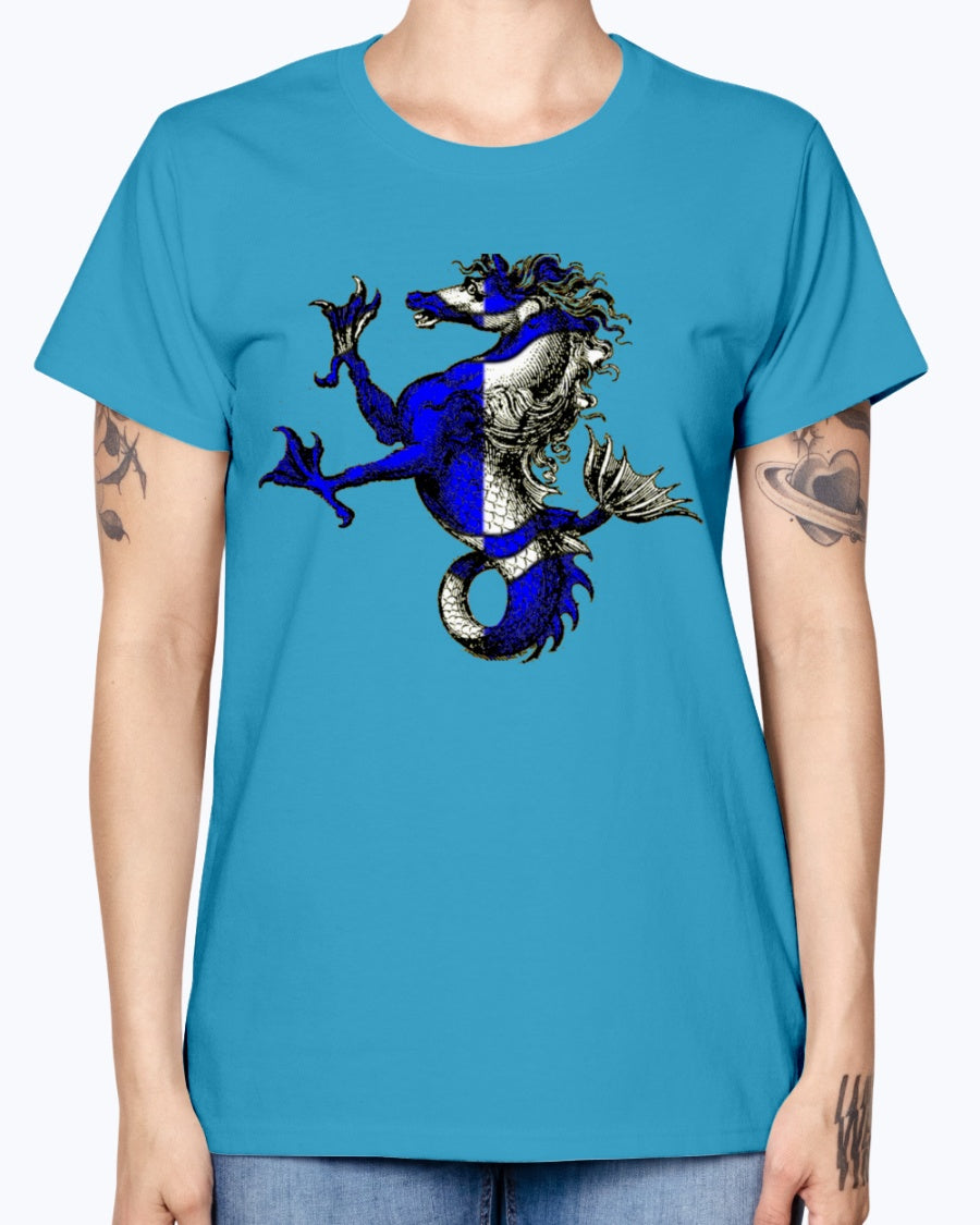 Gildan Ladies Missy T-Shirt Atlantia heraldic seahorse