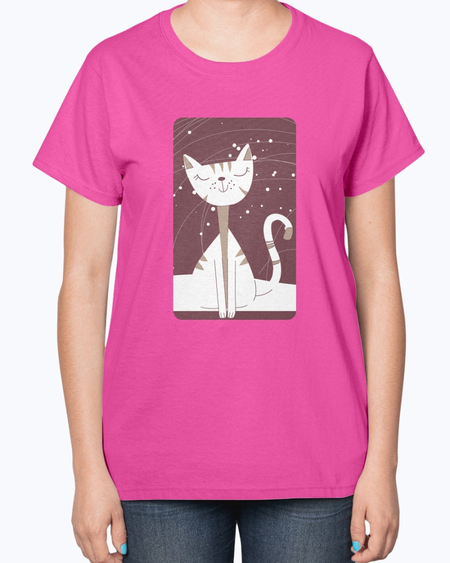 Gildan 2000L Ultra Cotton Ladies T-Shirt 14 colors Light Happy cat, design-2055