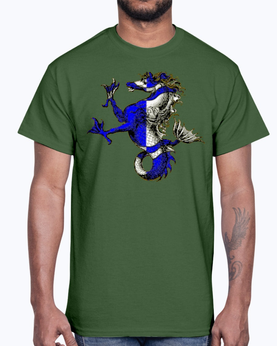 Men's Gildan Ultra Cotton T-Shirt .Atlantia heraldic seahorse