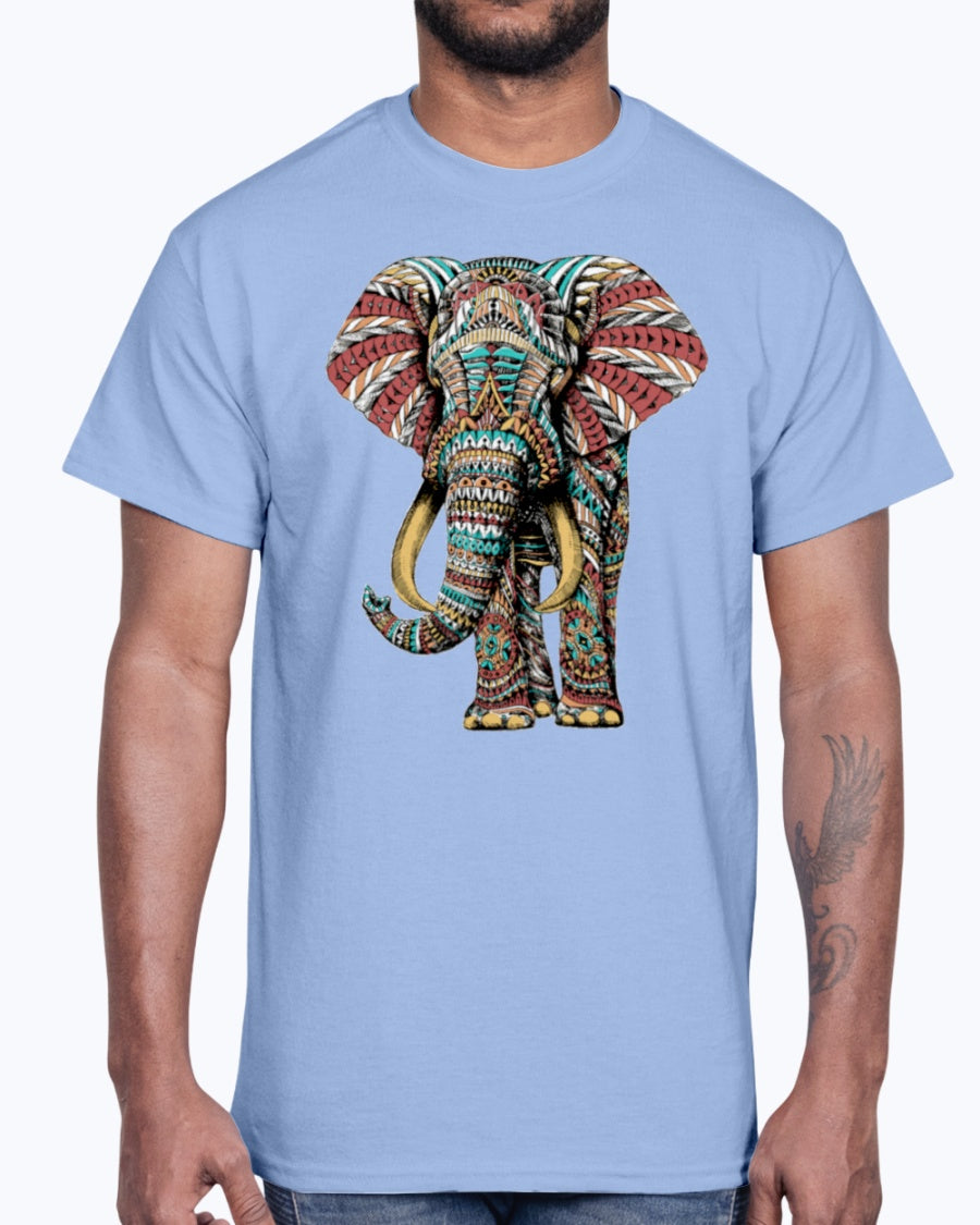 G2000 Unisex Ultra Cotton T-Shirt 12 Colors. Ornate Elephant Color Version