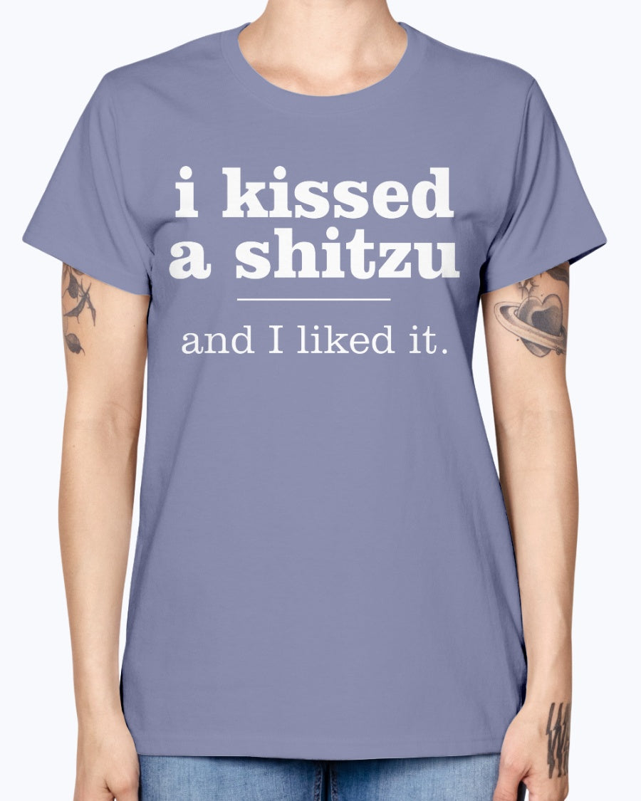 Gildan Ladies Missy T-Shirt 16 colors. I kissed a shitzu