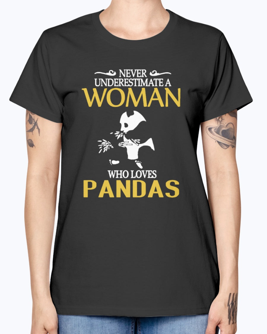 Gildan Ladies Missy T-Shirt . Women Pandas Shirt