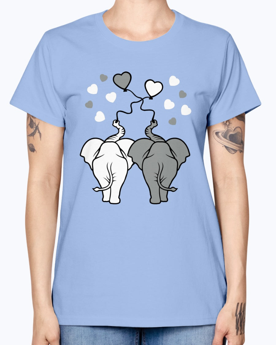Gildan Ladies Missy T-Shirt Asphalt elephants in love