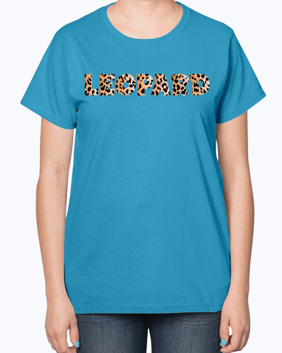 Gildan 2000L Ultra Cotton Ladies T-Shirt 13 colors Dark. Leopard Typography 2