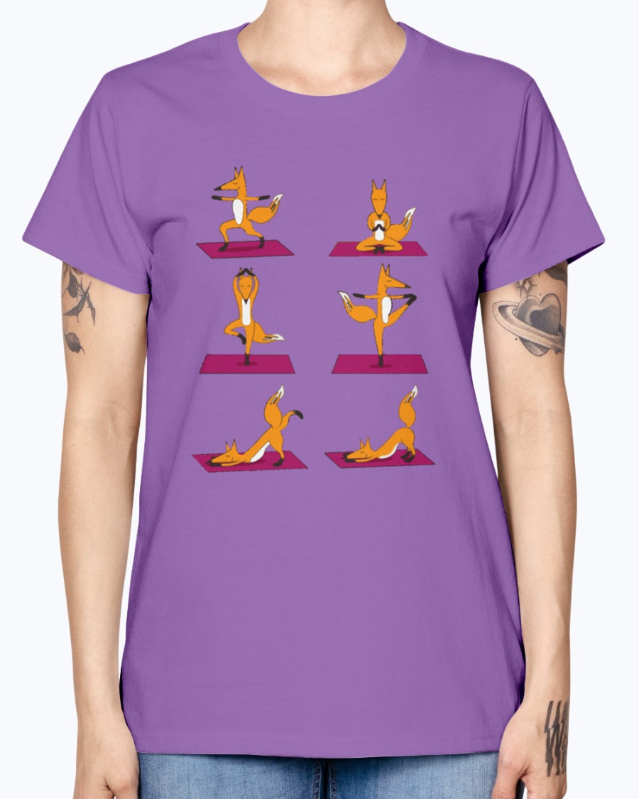 Gildan Ladies Missy T-Shirt 16 colors FOX YOGA LOVE
