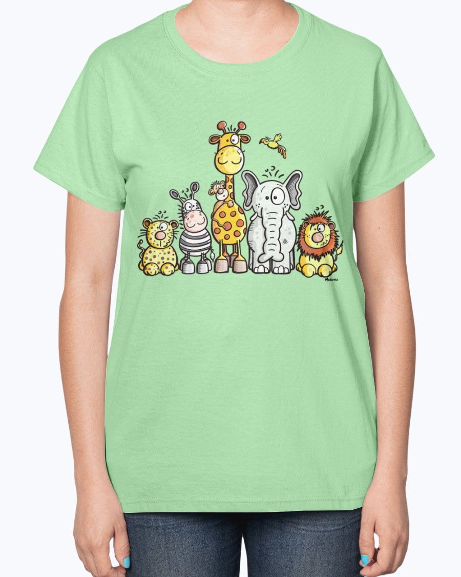 Gildan 2000L Ultra Cotton Ladies T-Shirt 14 colors Light Happy African Animal Team