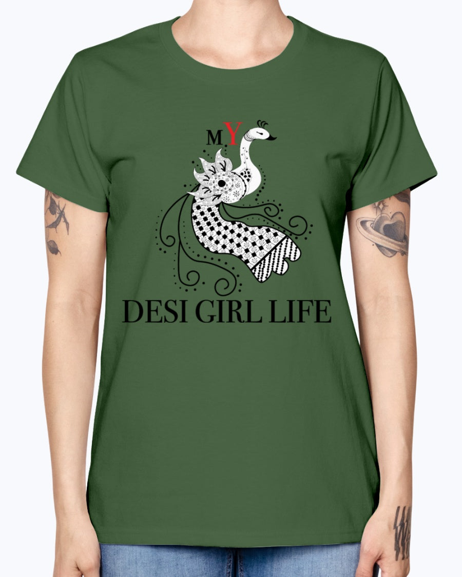Gildan Ladies Missy T-Shirt 16 colors MY DESI GIRL Life
