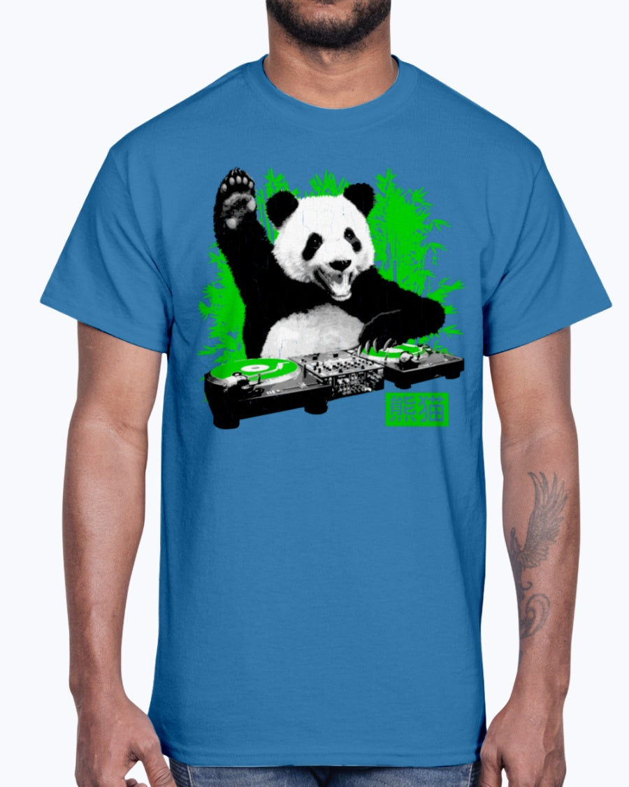 Men's Gildan Ultra Cotton T-Shirt DJ Panda (vintage distressed look)