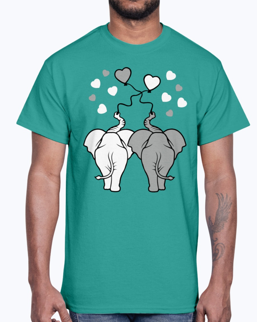 Men's Gildan Ultra Cotton T-Shirt Asphalt elephants in love