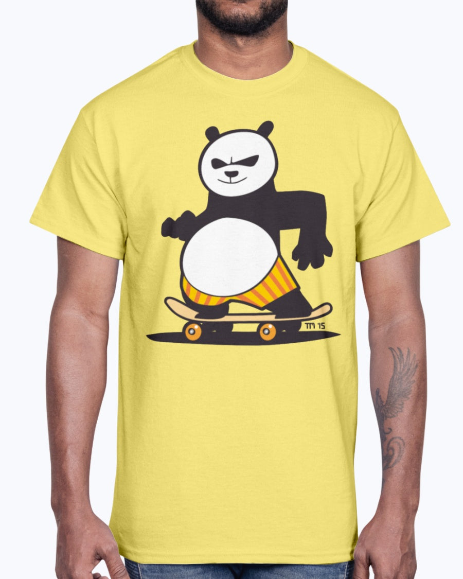Men's Gildan Ultra Cotton T-Shirt Light Сoloros Skate Panda Kids&apos