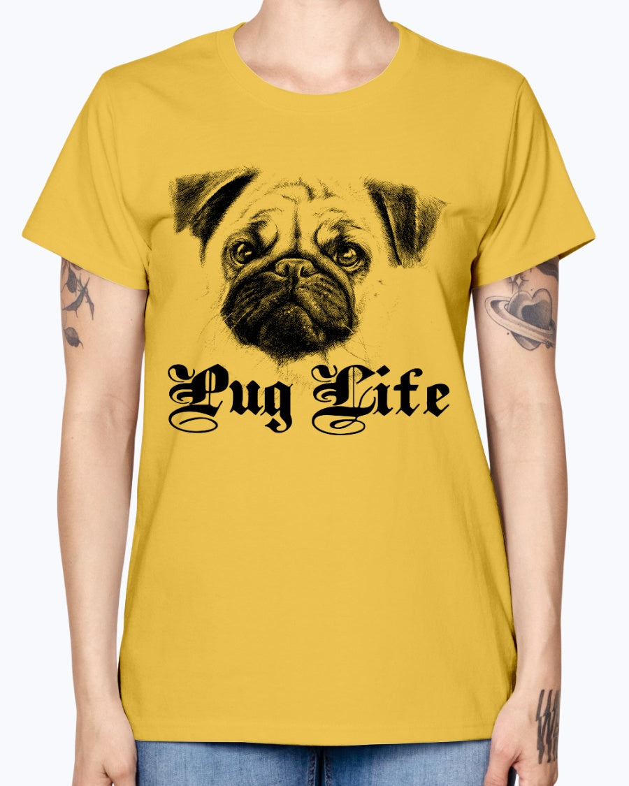 Gildan Ladies Missy T-Shirt 16 Light Colors Pug Life