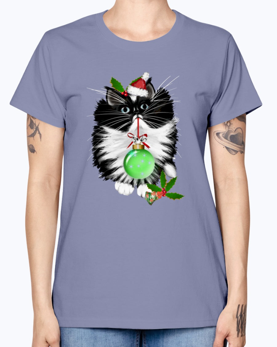 Gildan Ladies Missy T-Shirt. A Tuxedo Merry Christmas