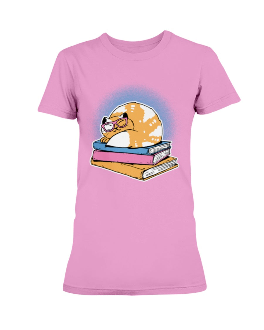 Gildan Ladies Missy T-Shirt Cat and Books