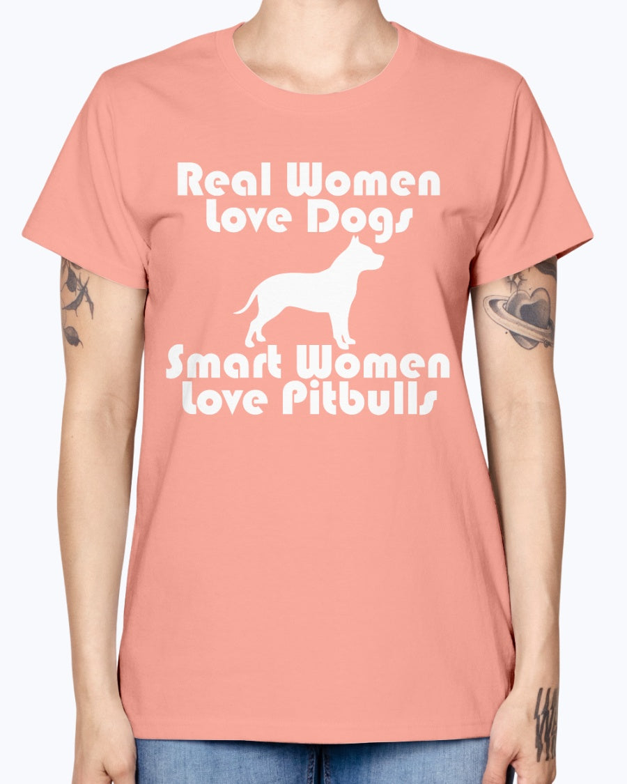 Gildan Ladies Missy T-Shirt Smart women love pitbulls copy