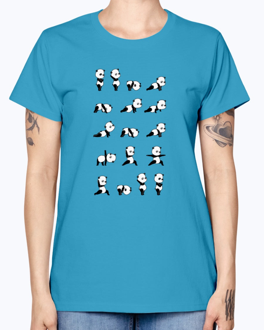 Gildan Ladies Missy T-Shirt . Yoga Panda