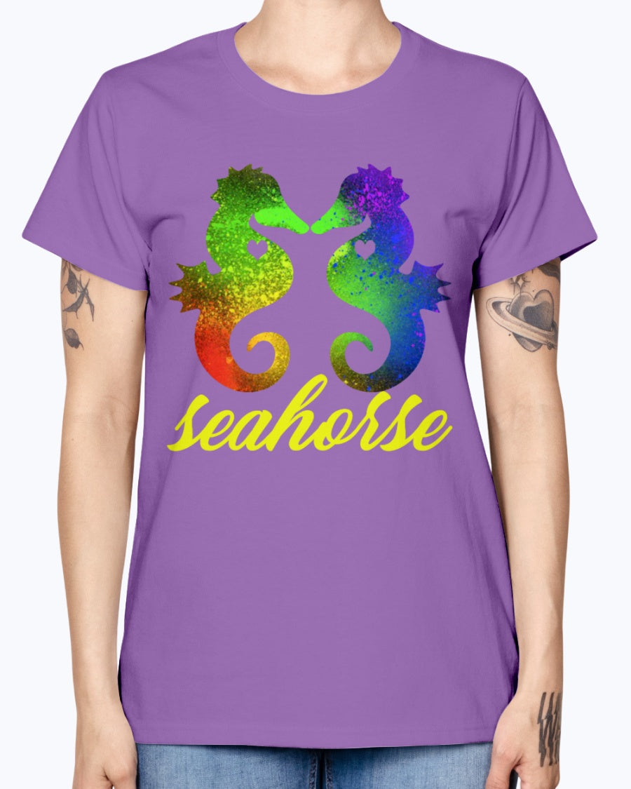 Gildan Ladies Missy T-Shirt Love Seahorse Shirt