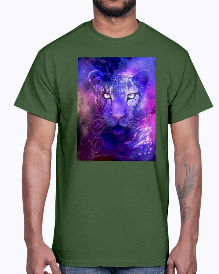 Men's Gildan Ultra Cotton T-Shirt 12 Dark colors Glowing leopard