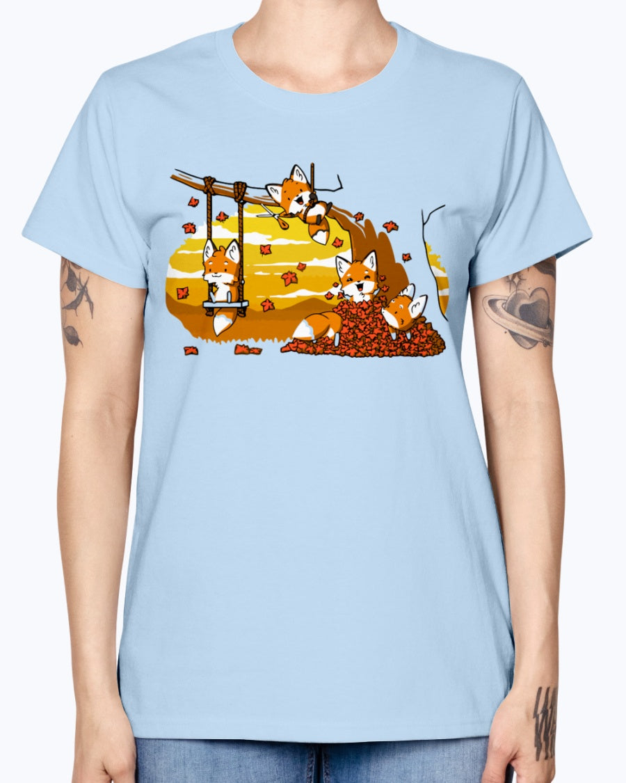 Gildan Ladies Missy T-Shirt 16 colors Fall Fox Fun