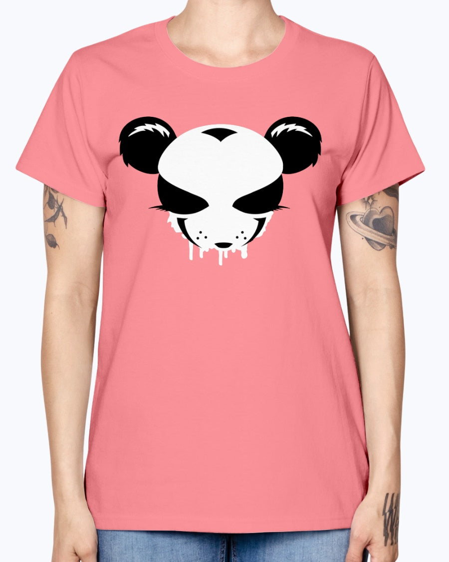 Gildan Ladies Missy T-Shirt . A panda face as a graffiti design