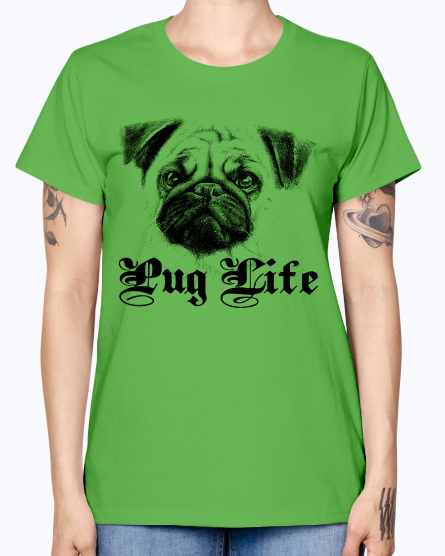 Gildan Ladies Missy T-Shirt 16 Light Colors Pug Life