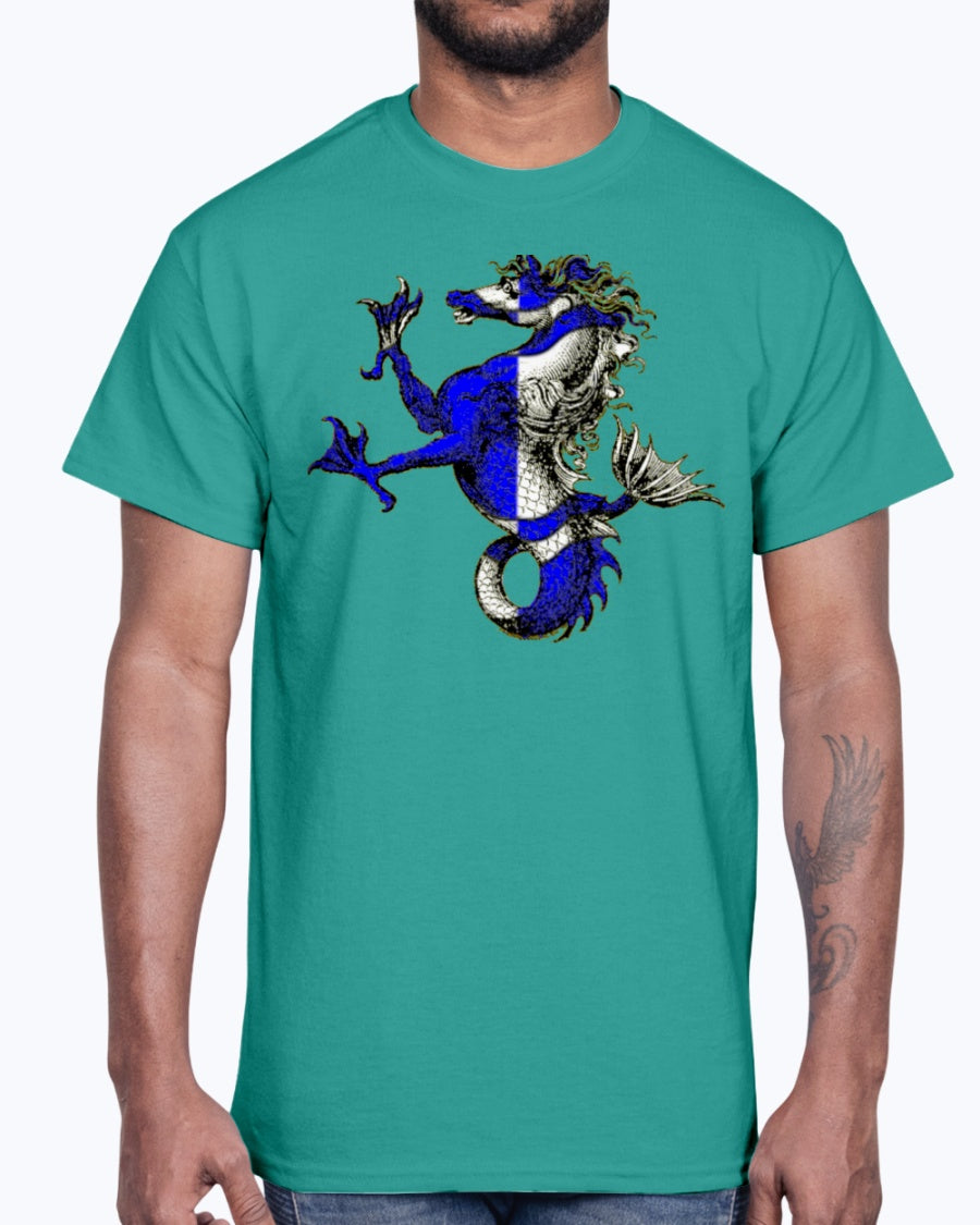 Men's Gildan Ultra Cotton T-Shirt .Atlantia heraldic seahorse